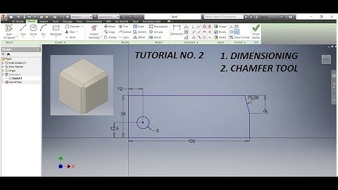 AUTODESK INVENTOR for Beginners TUTORIAL NO  2 (DIMENSIONING and CHAMFER TOOL)