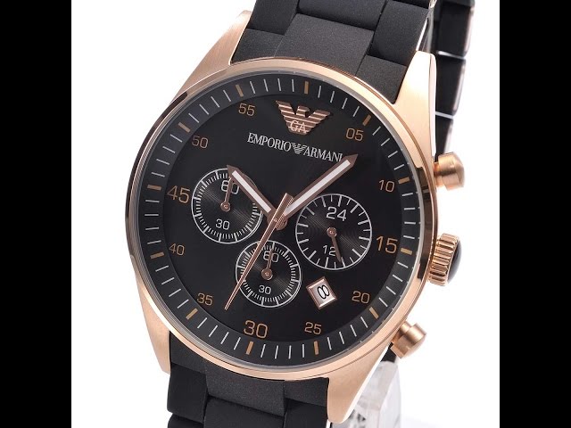 EMPORIO ARMANI AR5905 MENS WATCH SPORTIVO BLACK ROSE GOLD REVIEW アルマーニ ブラック  レビュー メンズ 腕時計