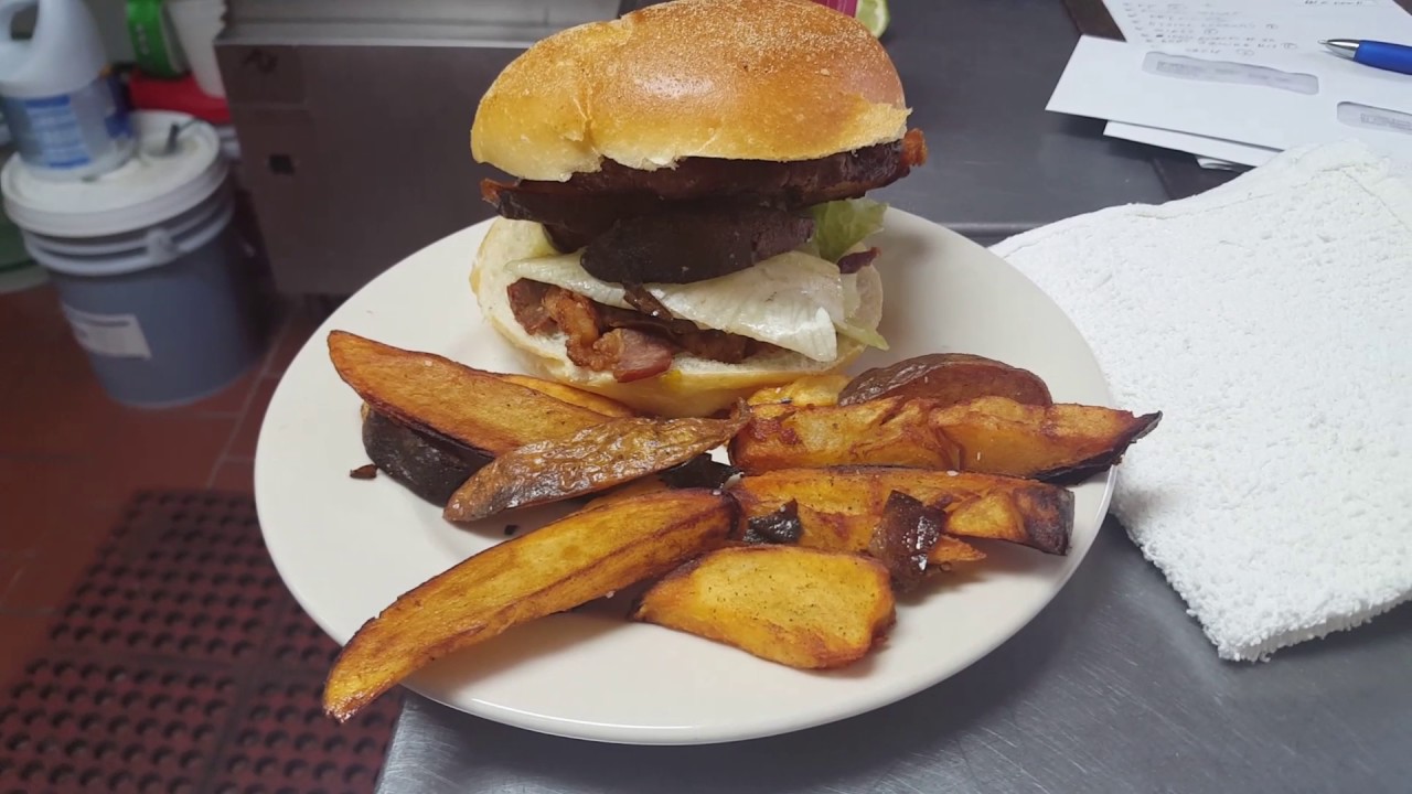 I'll made some bacon cheese burger with bake potatoes ...