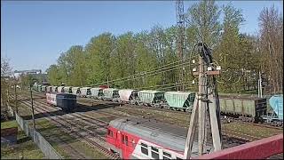 Тепловоз 2ТЭ116У-0112 с грузовым поездом проследует станцию Псков! 04.05.2024