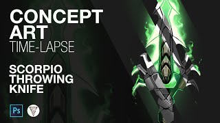 Weapon Design (concept art) with Adobe Photoshop - Scorpio Throwing Knife - Long version