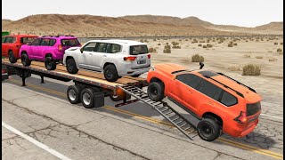 Toyota Cars vs Train | Truck Man Flatbed vs Train Beamng.drive 051 screenshot 5