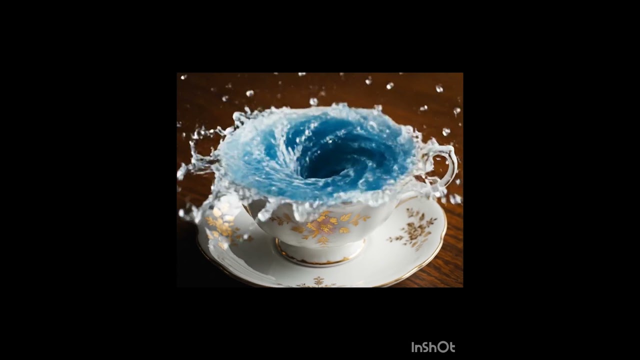 A tiny surfer catches epic waves in a teacup🌊