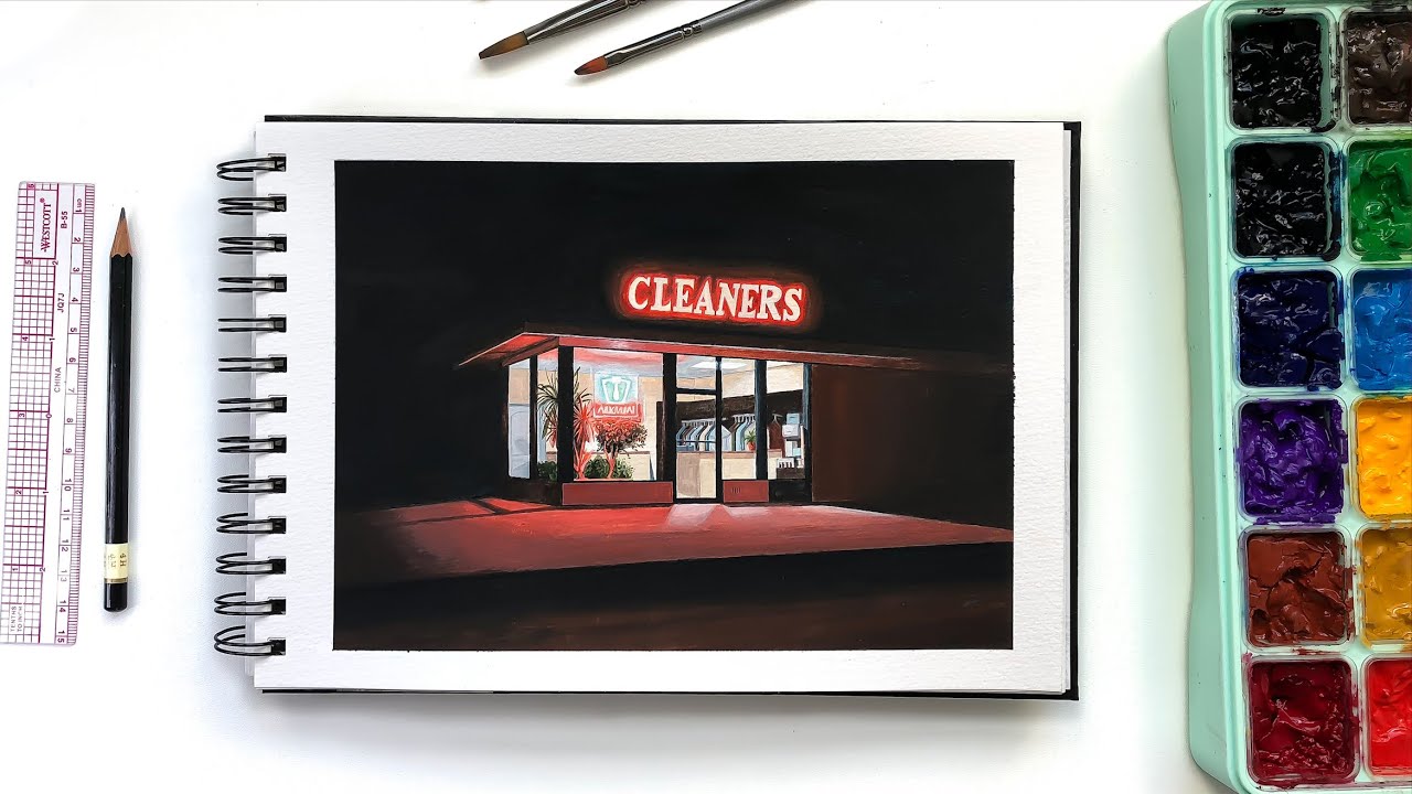 Night Cleaners | MIYA/HIMI Gouache Sketchbook Painting