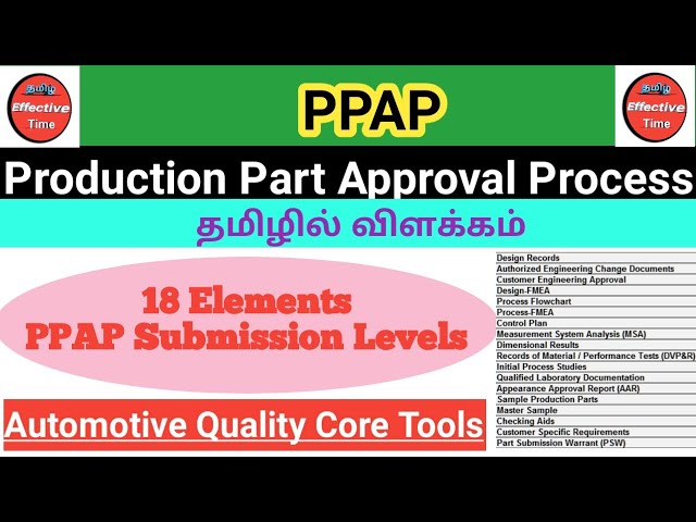 PPAP ( Production Part Approval Process ) Explained in Tamil | Effective Time Tamil class=