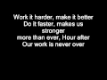 Daft Punk Harder Better Faster Stronger Lyrics on screen