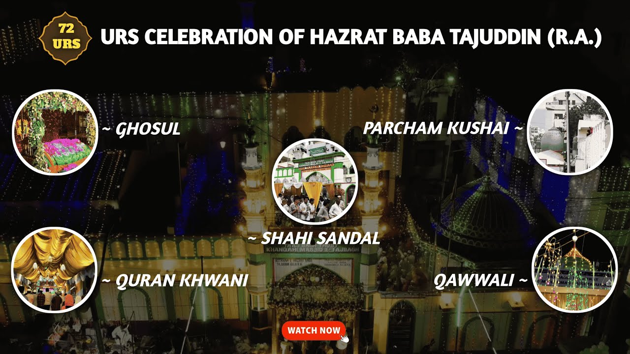 Hazrat Baba Tajuddin Auliya (R.A.) 72nd URS Shareef, Baba Taj Ashram, Taj Bagh.