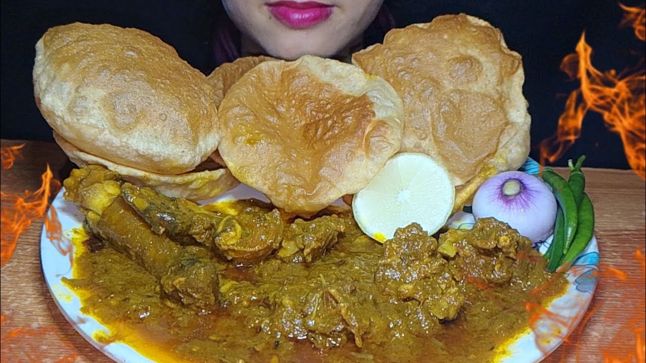 ASMR BHUNA MUTTON & PURI|ASMR EATING, MUKBANG, ASMREATING, EATINGSHOW, MUTTON EATING,VIRAL MUKBANG|