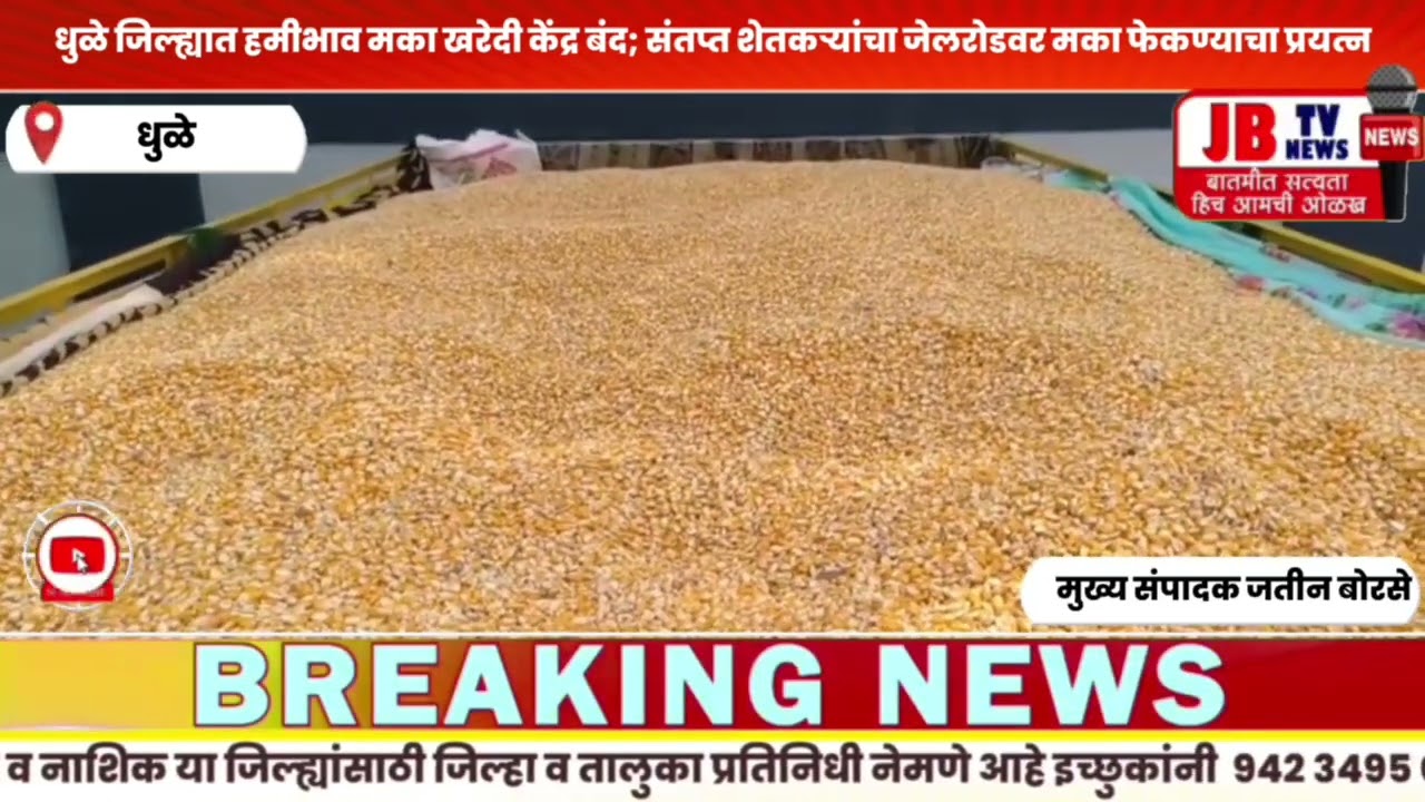 मक्याला भाव नाही, शेतकरी रस्त्यावर; धुळ्यात तीव्र आंदोलनाचा इशारा #jb #shetkari #jbtv #breakingnews 