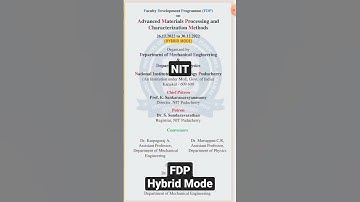 NIT || FDP || Faculty Development Program || NIT puducherry || NIT EVENT || #fdp #nit #nitp #nitfdp