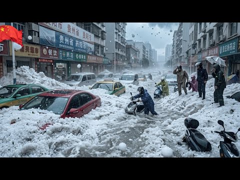 Video Terrifying Hailstorm in Guizhou, China: Streets Turn Into Rivers of Ice in Guiyang