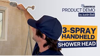 Demo Of 3-Spray Handheld Shower Head Hammerhead