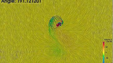 Example 2D Cycloidal Rotor Animation with Surface LIC Rendering from Paraview