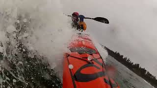 Broaching sea kayak for 20 sec on a beach break