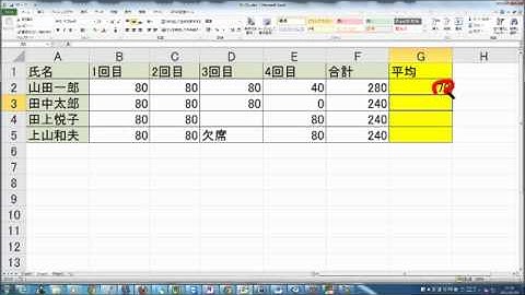 Excelで平均値を求める