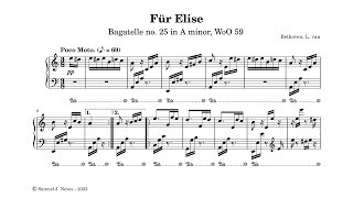 Beethoven - Für Elise, Bagatelle no.25 in A minor, WoO59 | Samuel J. Neves