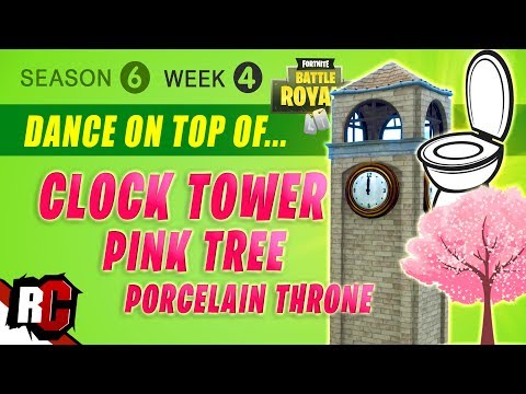 Video: Fortnite Clock Tower, Pink Tree Dan Lokasi Porcelain Throne Raksasa