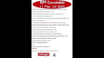 RPF Constable Exam Analysis 2025| RPF Constable Question Paper 2025 | 11 Mar 1st Shift| RPF Question