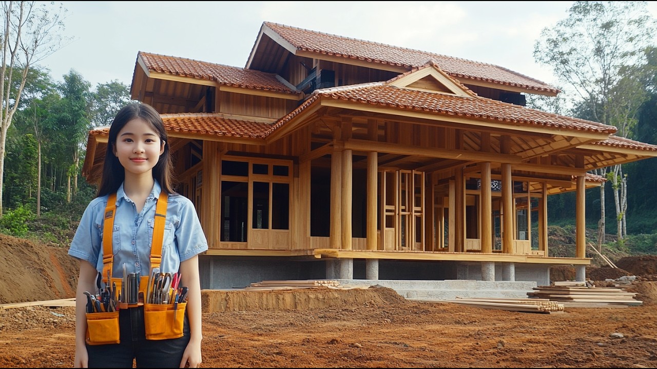 Full Video: 365 Days of Building a Wooden House - Building a Bathroom ...