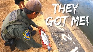 Fish and Wildlife Warden Got Me!! | CA Aqueduct Striper Fishing | Iu Mien Fishing