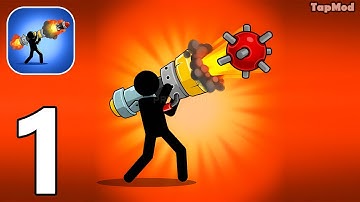 Boom Stick: Bazooka Puzzles - Gameplay Walkthrough Part 1 Level 1-11 Mini Nuke Bazooka (Android,iOS)