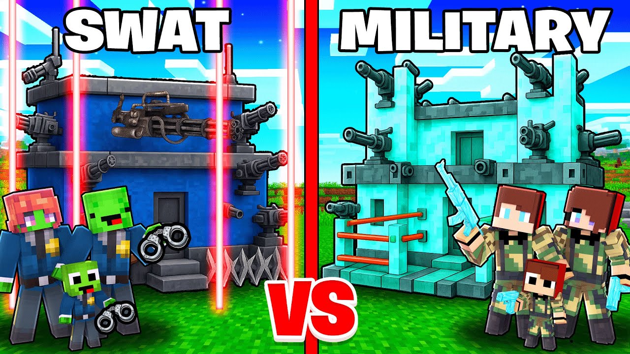 Mikey SWAT vs JJ MILITARY Family Security House Battle in Minecraft Maizen !