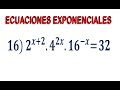 16) ECUACIONES EXPONENCIALES:  2^(x+2). 4^(2x). 16^(-x) = 32