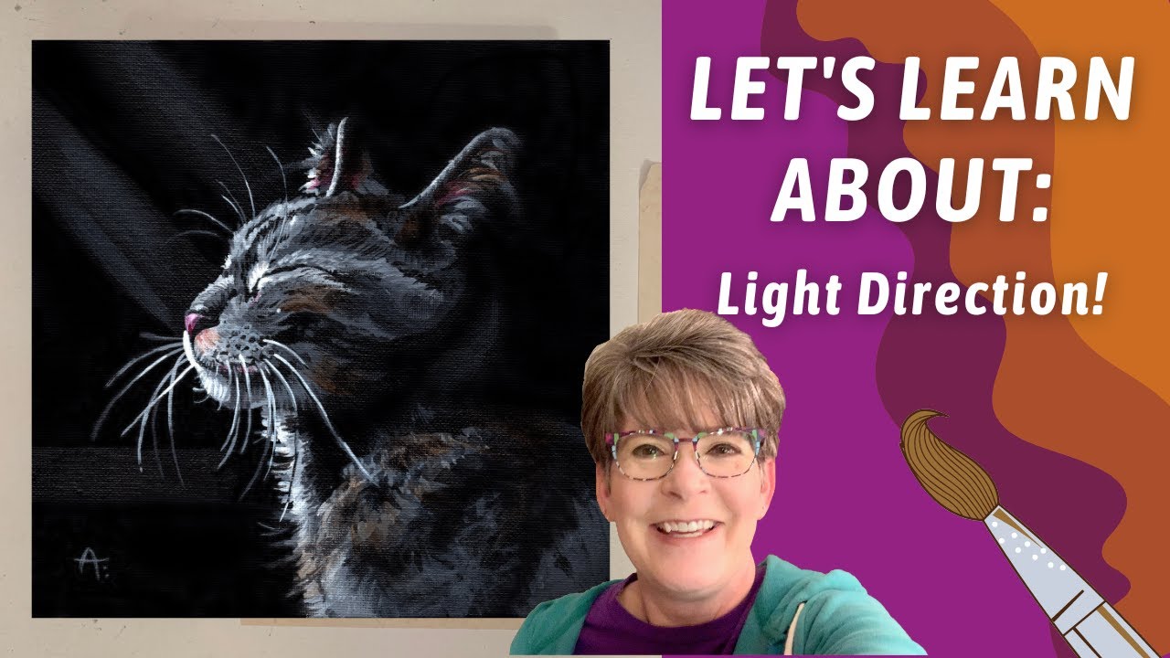 CAT PAINTING ON BLACK! Working with LIGHT DIRECTION! Traceable Available. Art Lesson! By: Annie Troe