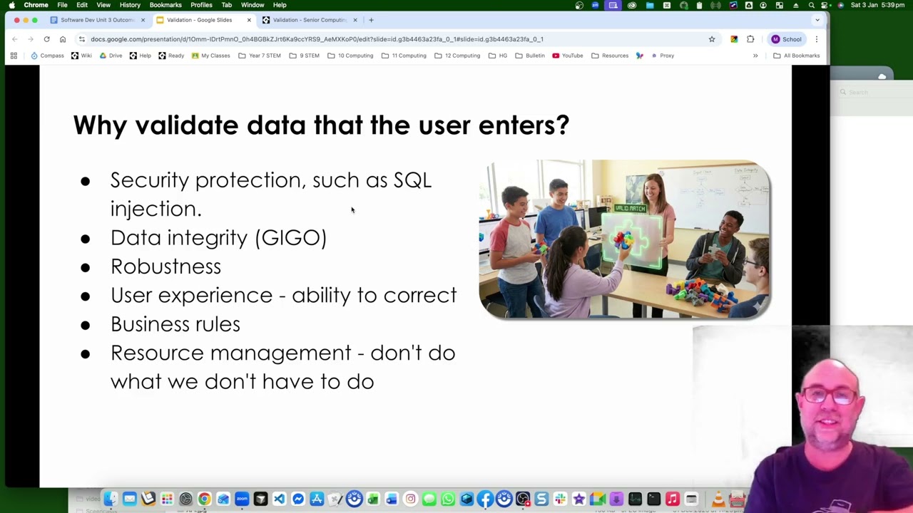 Validation of data entered by a user: VCE Computing