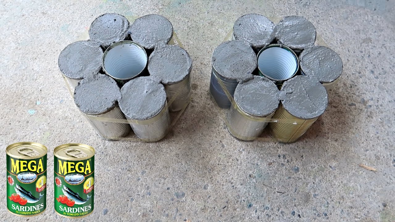 How to Make Homemade Cement Barbell Plates From Can YouTube