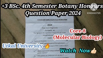 +3 BSc 4th Semester Botany Honours Core-8 Question Paper 2024 | Botany PYQP | Utakl University