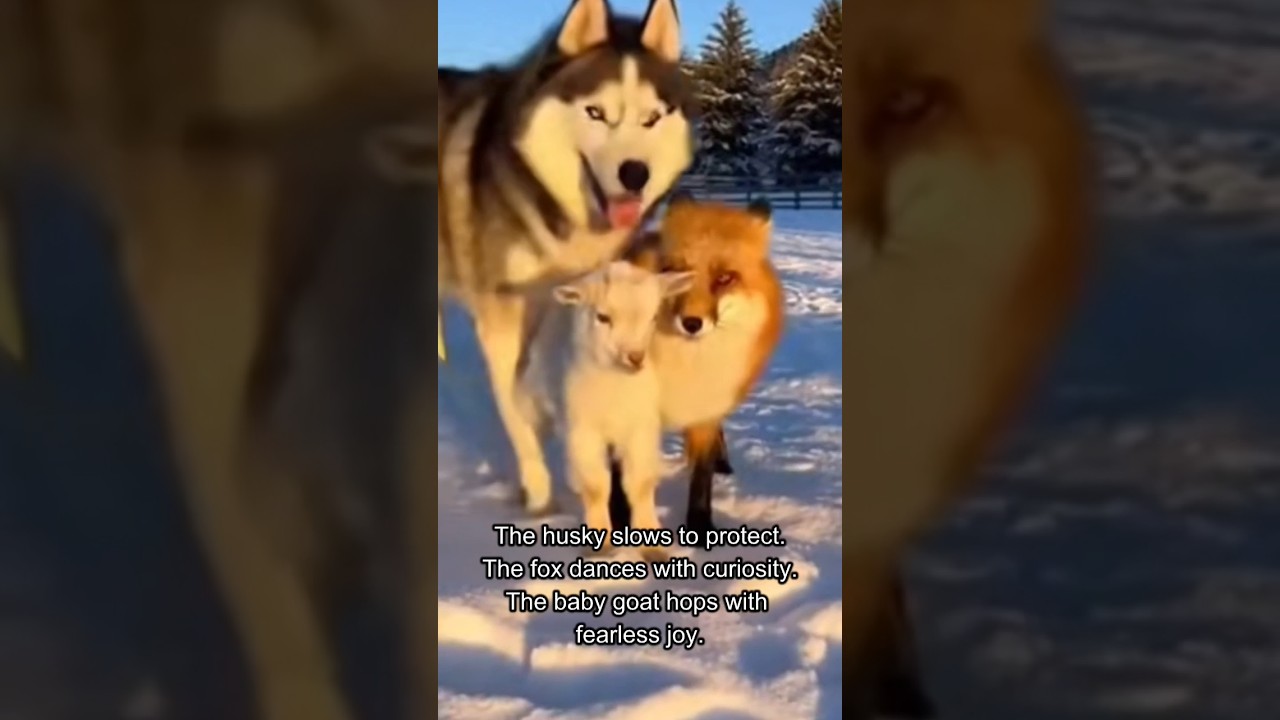 EPIC PLAYTIME - HUSKY, FOX, BABY GOAT IN THE SNOW!