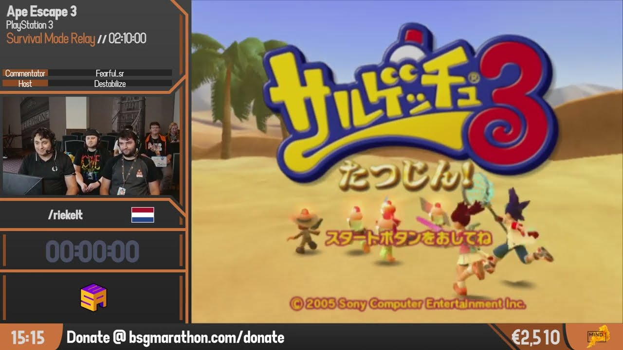 Ape Escape 3 | Survival Mode Relay Speedrun by Riekelt & tonykordatos | BSG Annual 2023