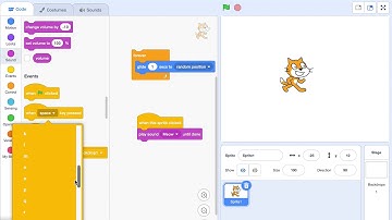 Coding in Scratch: Looking for mouse clicks and key presses from the user
