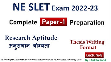 NE SLET Paper 1 Preparation 2022 | NE SLET Complete Course |Thesis Writing Format