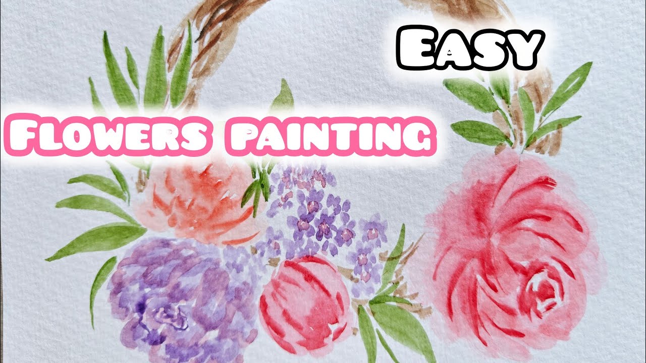 Loose flowers watercolor painting for beginners easy step by step - YouTube