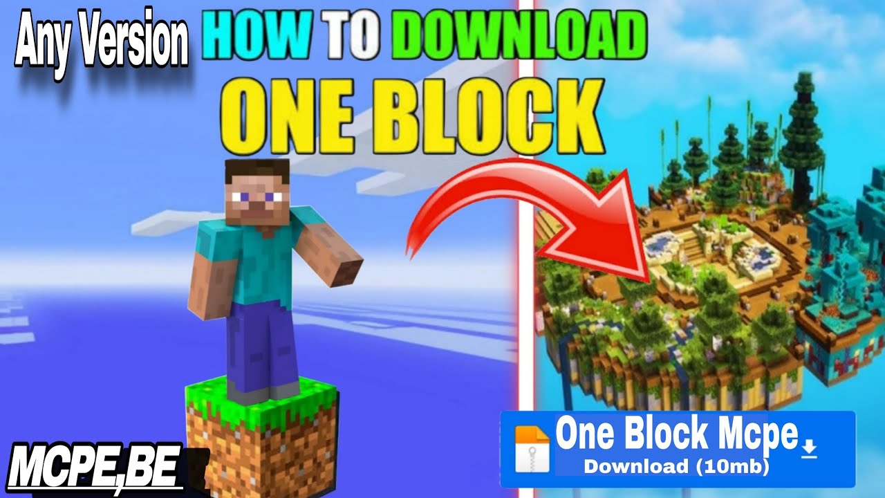HOW TO DOWNLOAD ONE BLOCK IN MINECRAFT POCKET EDITION AND BEDROCK ...