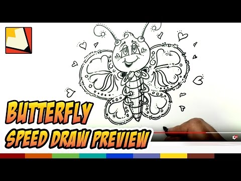 How to Draw a Butterfly Cartoon Cute and Easy Art for Kids - Speed Draw Preview | BP