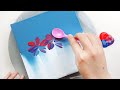(405) Red & blue flowers | Spoon painting | Fluid Acrylic Pouring for beginners | Designer Gemma77