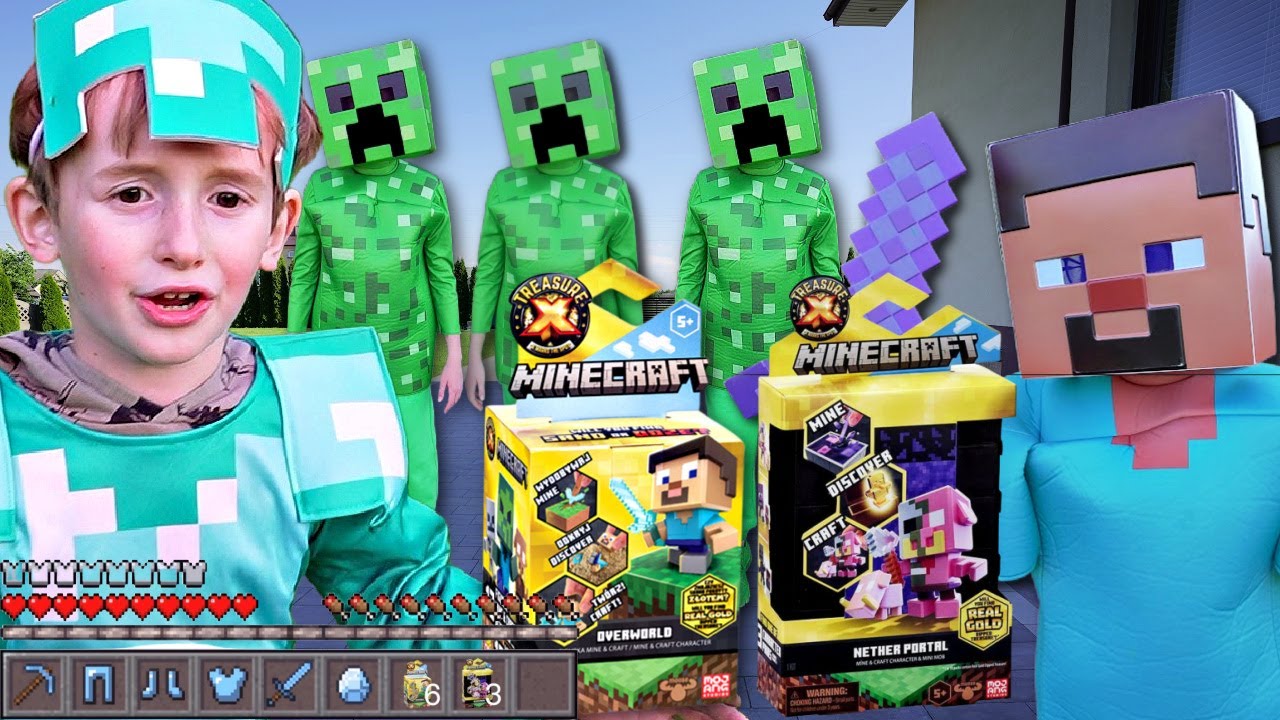 MINECRAFT W PRAWDZIWYM ŻYCIU  TREASURE X  PUDEŁKA  NIESPODZIANKI