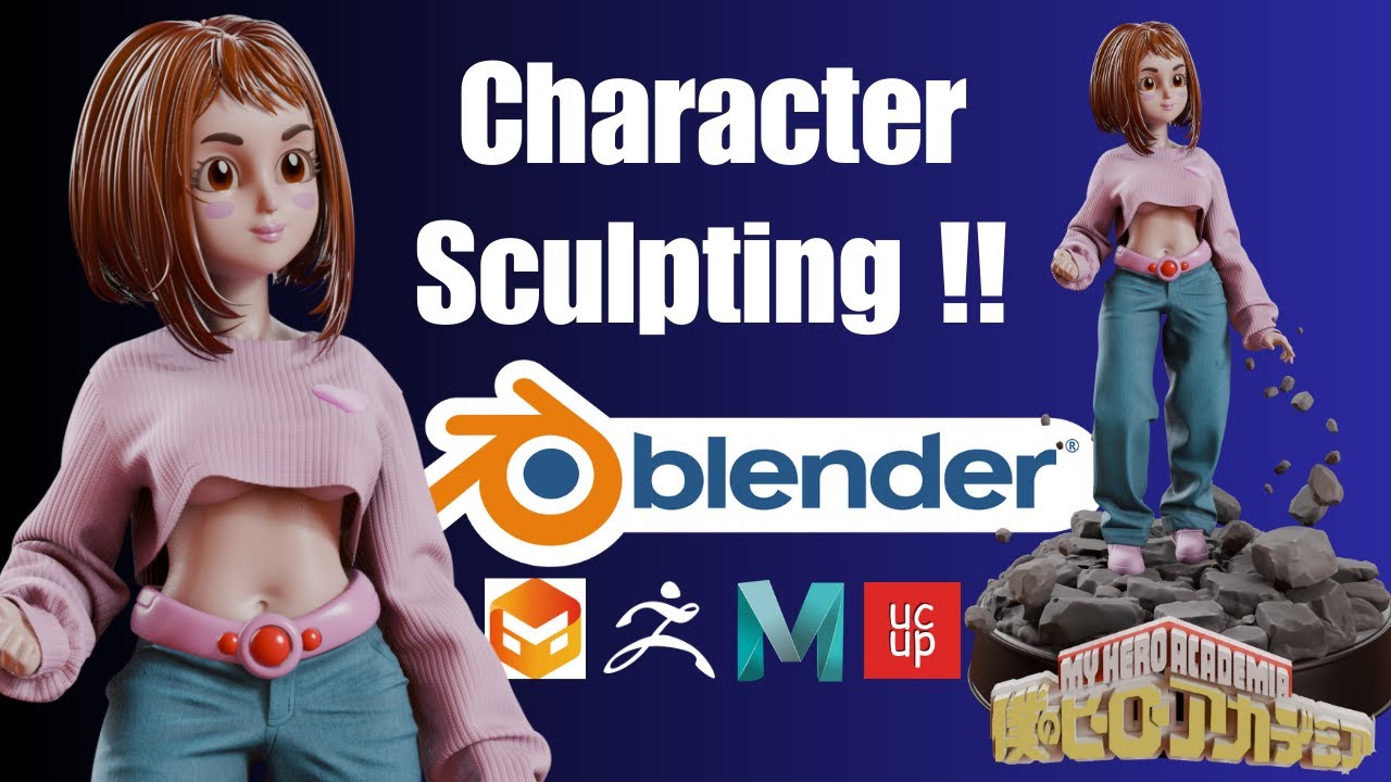 Ochako Uraraka 3D Sculpt | Blender, ZBrush, Maya, Ucupaint | Full Anime Character Workflow