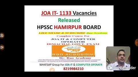 JOA IT Vacancies released!!!!H.p govt. Job. Complete syallbus of JOA IT & computer operator videos