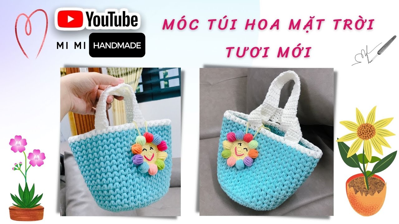 Móc Túi Hoa Mặt Trời 🌞Siêu Dễ Móc, Làm Nhanh & Ít Tốn Len | Easy Sunflower Bag Charm | Mimi Handmade