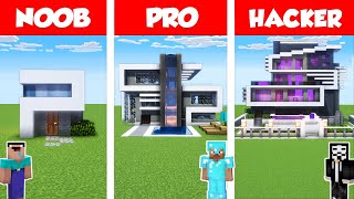 Minecraft NOOB vs PRO vs HACKER: MODERN HOUSE BUILD CHALLENGE in Minecraft \/ Animation