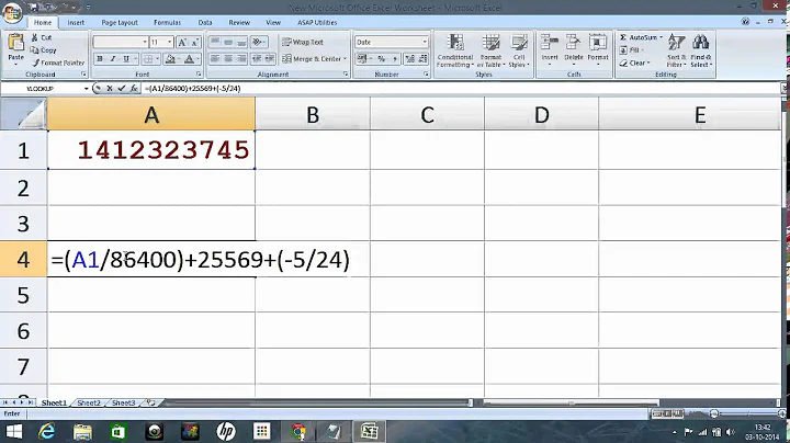 Excel formula : Convert Unix time to real time/date