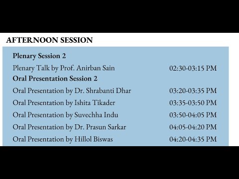 CMMSSP 2024 | Day 1 | Afternoon Session | Plenary Talk by Prof. Anirban Sain | Oral Presentations 2|
