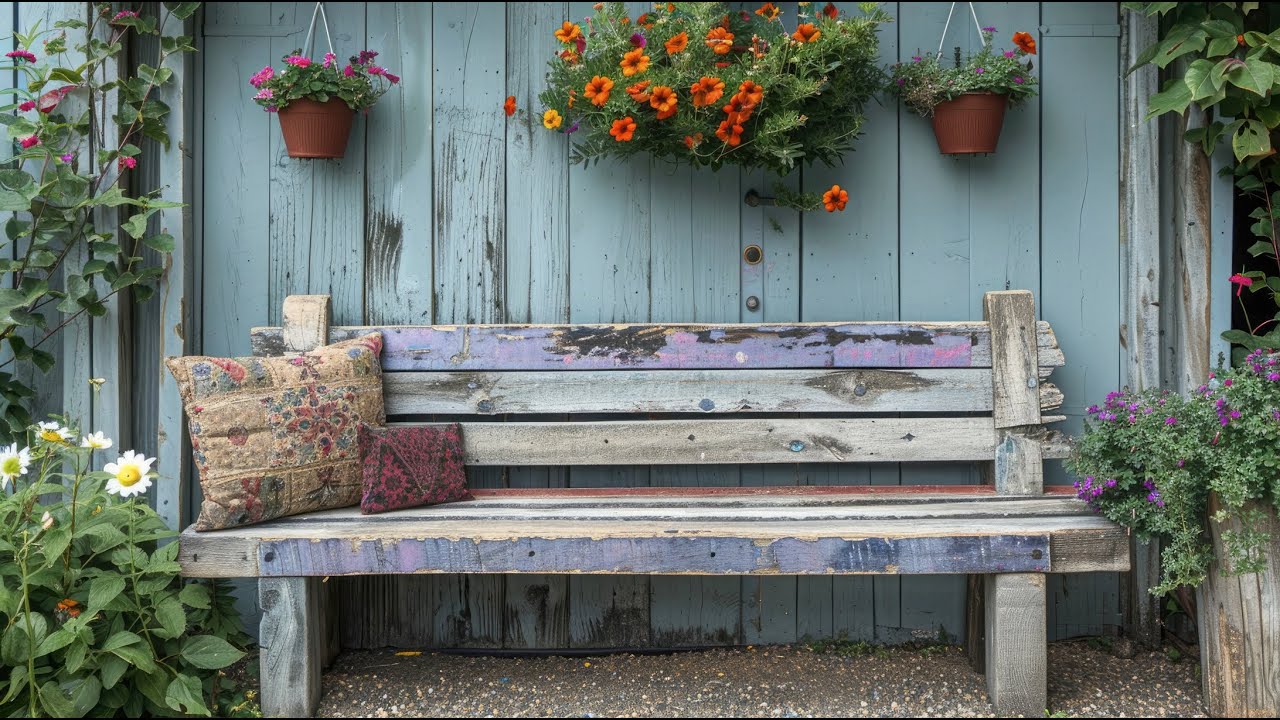 A Rustic Farmhouse Backyard Garden Touched by Vintage Upcycled Light