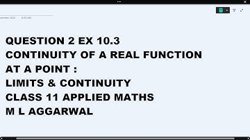 Ques 2 Ex Ch 10.3 Continuity : Limits & Continuity :Class 11 Applied Maths ML Aggarwal