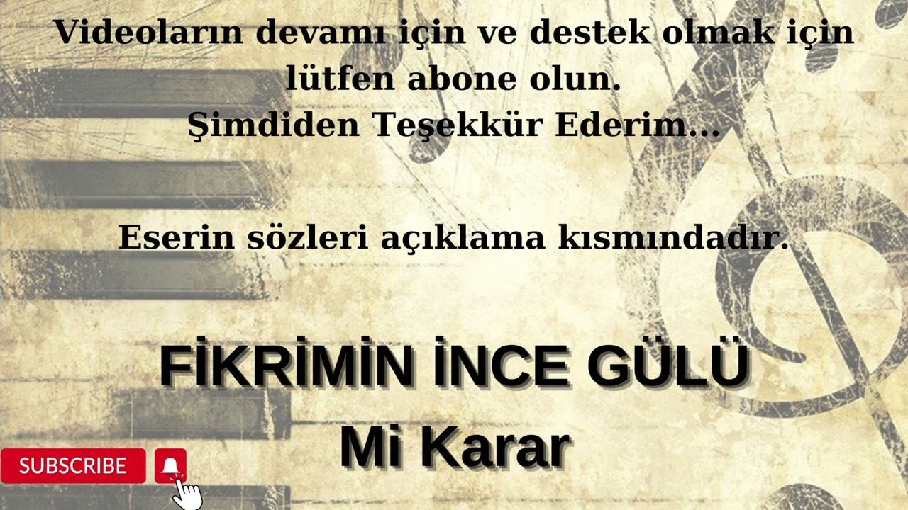 FİKRİMİN İNCE GÜLÜ / Mİ KARAR ALTYAPI KARAOKE  #cover #altyapı #karaoke #tsm
