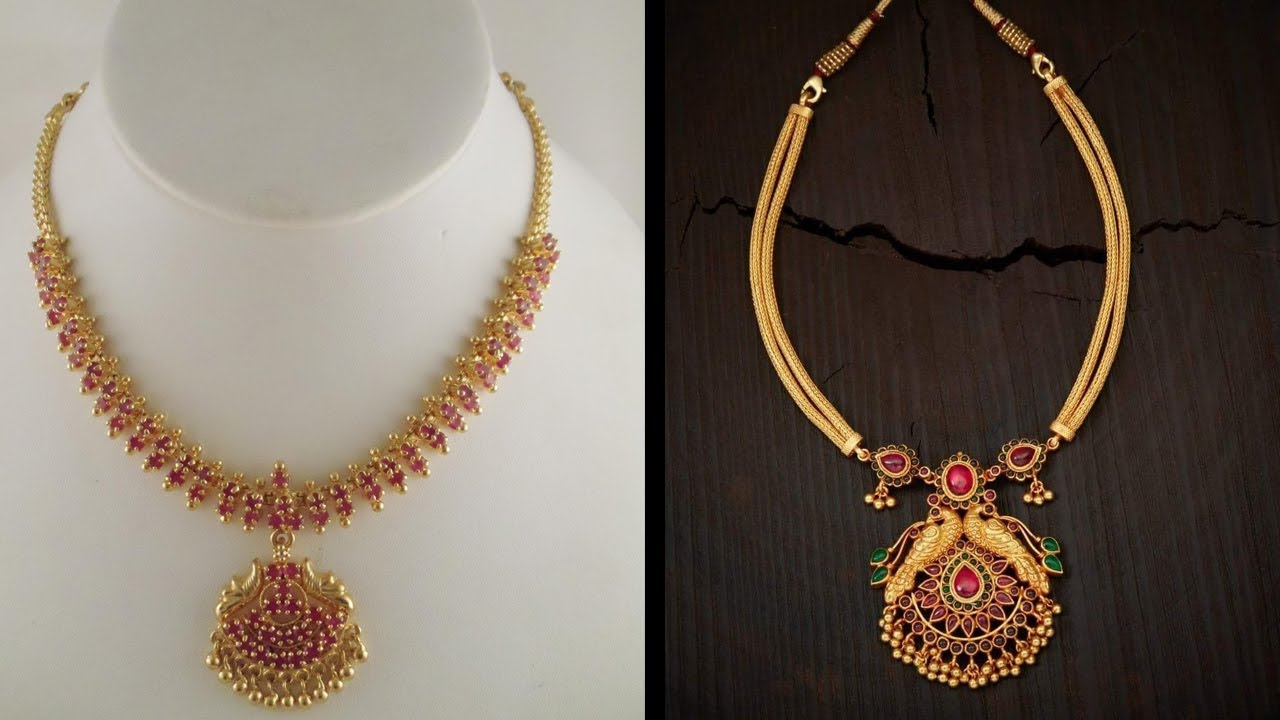 Latest Light Weight New Models Gold Short Necklace Designs ...